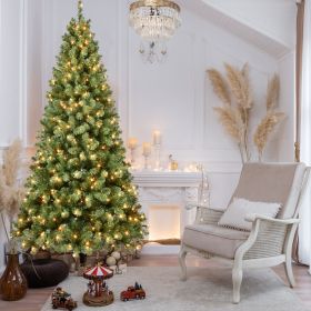 7ft Pre-Lit PVC Christmas Tree with 400 UL Lights, 1072 Tips, Auto-Unfold Memory Wire