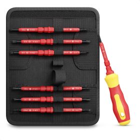 Insulated Screwdriver Set 14 Tips 3 Crosshead 3 Slotted 4 Six Point 2 Square 2 Hexagonal Magnetic Screwdriver Set with 500 V Rated Insulation and