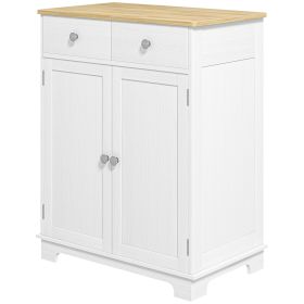 HOMCOM Sideboard Buffet Cabinet, Sideboard Floor Cupboard with Solid Wood Top, Adjustable Shelf, and 2 Drawers for Living Room