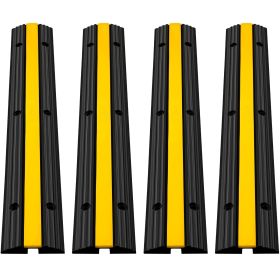 VEVOR 4 Pack of 1-Channel Rubber Cable Protector Ramps Heavy Duty 22046Lbs Load Capacity Cable Wire Cord Cover Ramp Speed Bump Driveway Hose Cabl