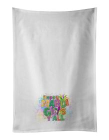 NEW Happy Mardi Gras Y'all Kitchen Towel Set of 2 White Dish Towels Decorative Bathroom Hand towel for Hand, Face, Hair, Yoga, Tea, Dishcloth