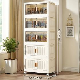 Foldable Stackable Storage Cabinet with Rolling Drawer Front Opening Design for Clothes Books and Accessories Space Saving Organizer for Closet H (size: Fifth-floor)