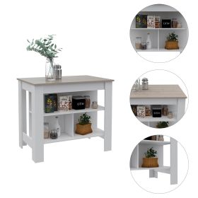Antibacterial Delos Kitchen Island (Color: White / Light Gray)