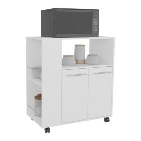 Bremerton Kitchen Cart, 2 Doors, 3 Shelves, 4 Wheels (Color: White)