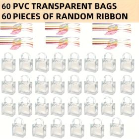 60/30/15 Reusable PVC holiday organizing bag, gift bag, wedding, Bridal shower, Christmas, Thanksgiving, New Year (quantity: 60PCS, size: 7.87in*6.3in*2.75in)