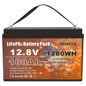 12V 100 AH,  Marine Rechargeable Battery, High Self-Discharge Rate 800A Current, for Solar Marine Off-Grid Applications  Backup Battery System (Color: Black)
